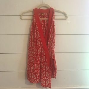 Lettsdottir- Red/ White wrap around blouse.
